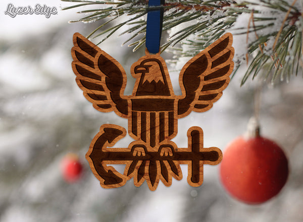 Non Collegiate Item Ornament Navy Eagle Anchor