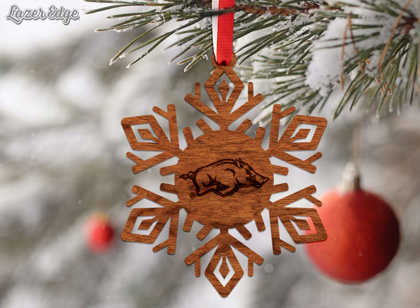 Arkansas Ornament Razorback Snowflake