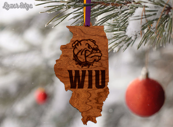 Western Illinois University Ornament Bulldog WIU on State