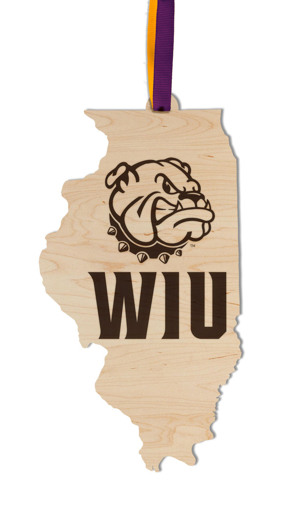 Western Illinois University Ornament Bulldog WIU on State