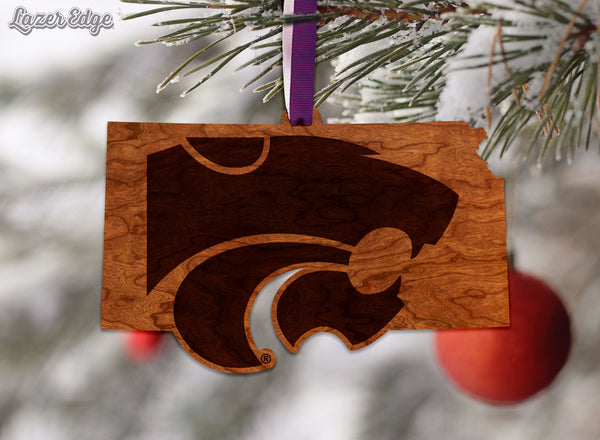 Kansas State University Ornament Wildcat on State