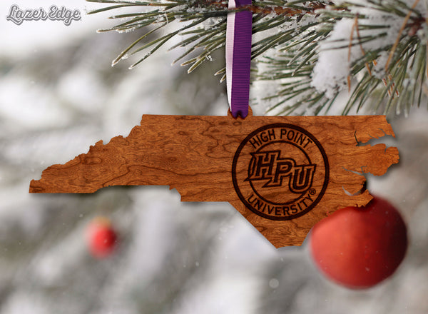 High Point University Ornament HPU on State