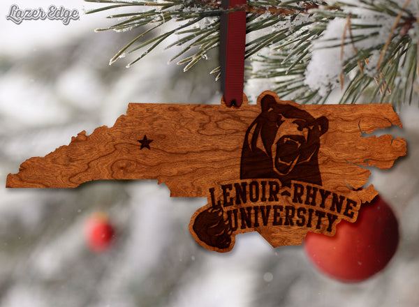 Lenoir Rhyne Ornament Bear on State