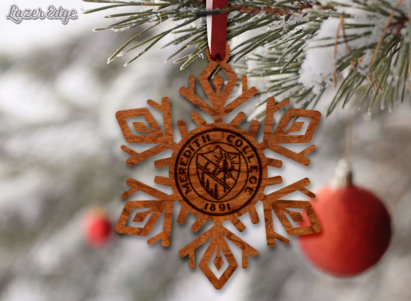 Meredith College Ornament Seal on Snowflake