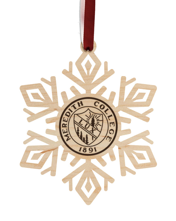 Meredith College Ornament Seal on Snowflake