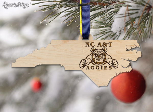 NC A&T Ornament AT Bulldog With Biceps on Outline