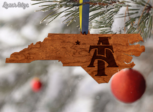 NC A&T Ornament AT on NC Outline