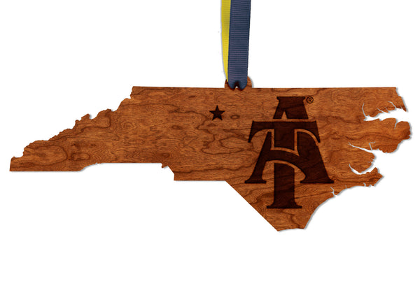 NC A&T Ornament AT on NC Outline