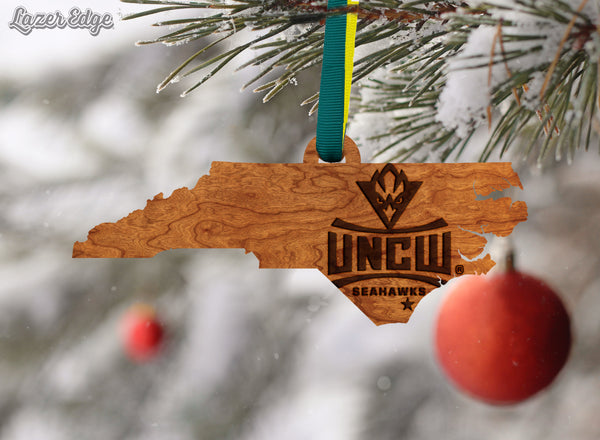 UNC Wilmington Ornament UNCW Logo on State