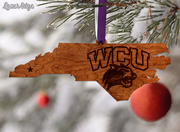 Western Carolina University Ornament WCU Logo on State