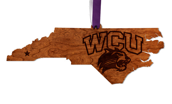 Western Carolina University Ornament WCU Logo on State