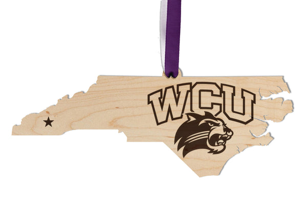 Western Carolina University Ornament WCU Logo on State