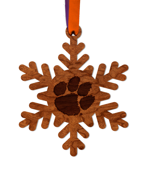 Clemson Ornament Tiger Paw Snowflake