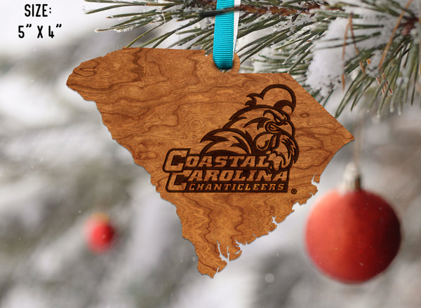 Coastal Carolina Ornament Logo on State