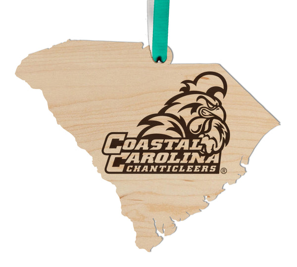 Coastal Carolina Ornament Logo on State