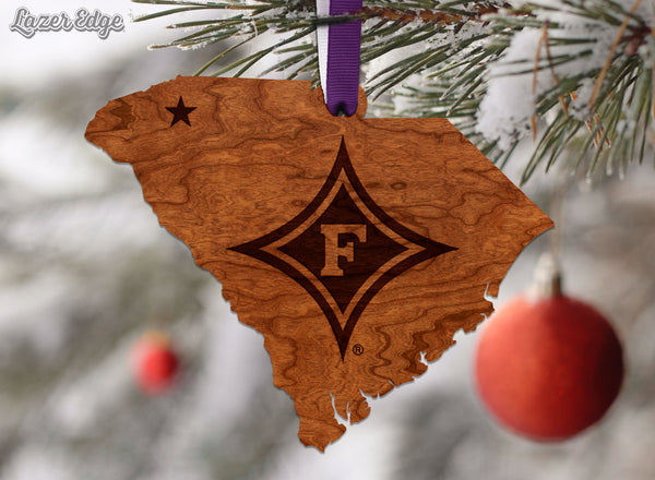 Furman University Ornament Diamond F on State