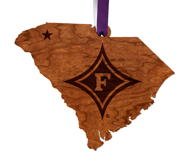 Furman University Ornament Diamond F on State