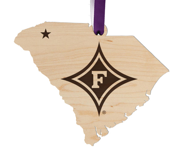 Furman University Ornament Diamond F on State