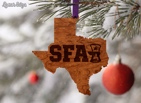 Stephen F. Austin State University Ornament SFA Wordmark on State