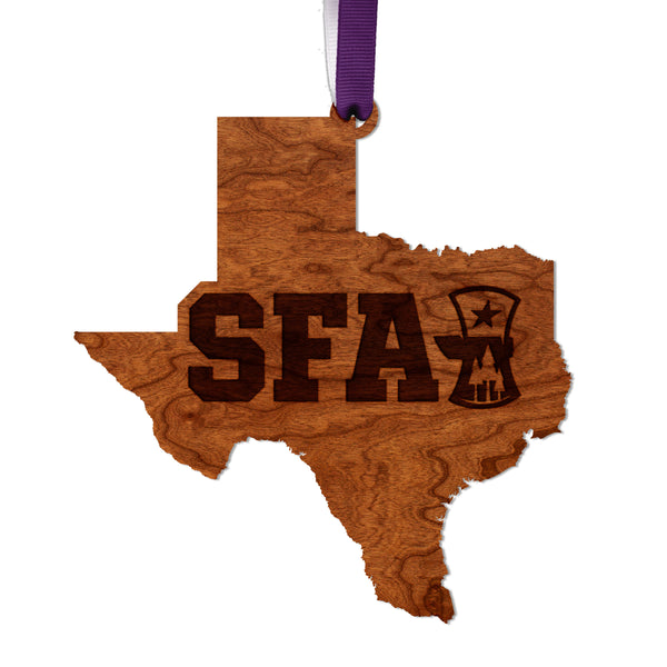 Stephen F. Austin State University Ornament SFA Wordmark on State