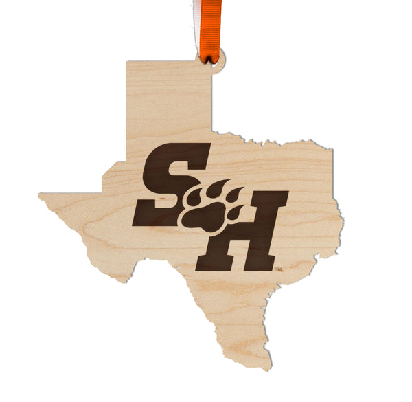 Sam Houston State Ornament SH Paw on State