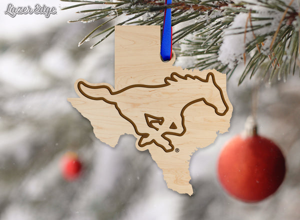 SMU (Southern Methodist University) Ornament Mustang on State