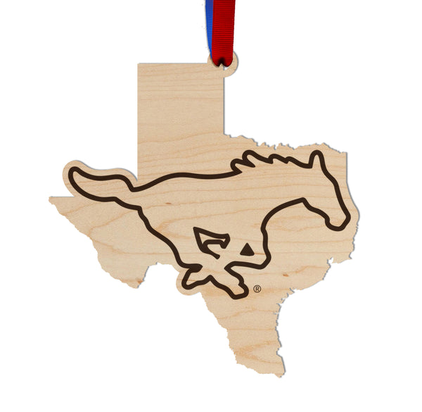 SMU (Southern Methodist University) Ornament Mustang on State