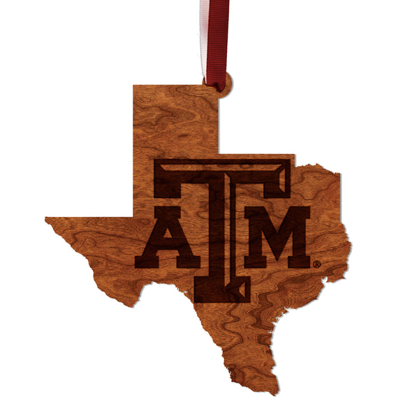 Texas A&M Ornament Blcok TAM on State