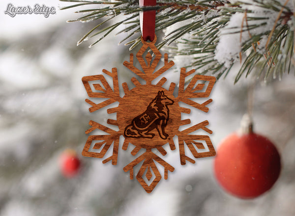 Texas A&M Ornament Dog Snowflake