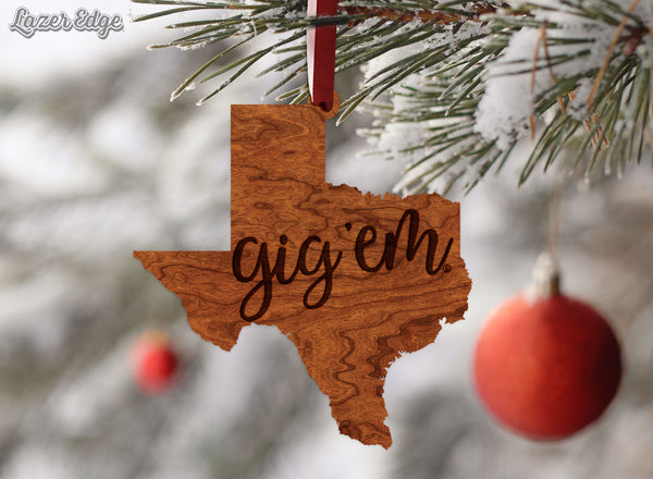 Texas A&M Ornament Texas A&M Gig 'Em on Texas Outline