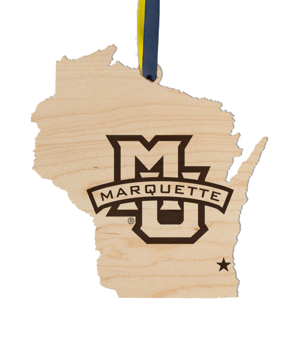 Marquette University Ornament MU Logo on State