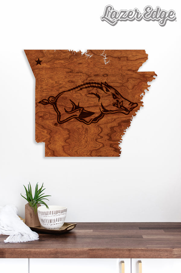 Arkansas Wall Hanging Razorback on State