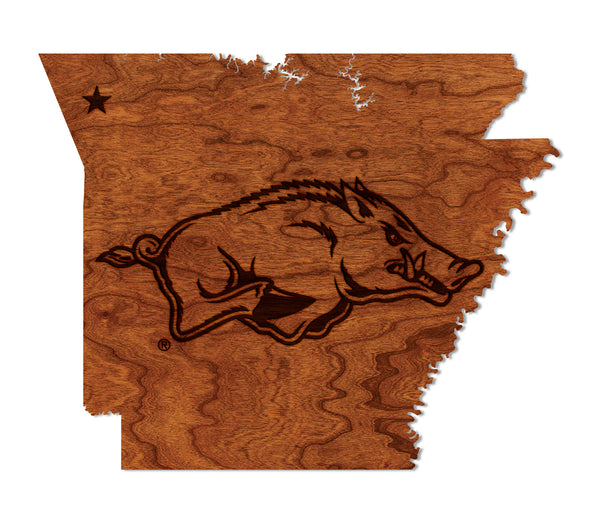 Arkansas Wall Hanging Razorback on State