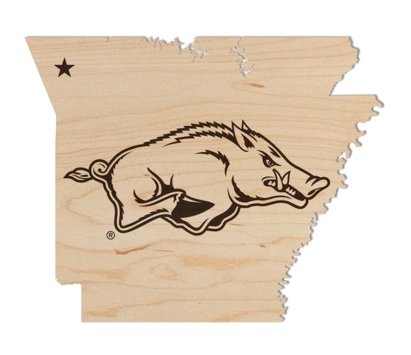 Arkansas Wall Hanging Razorback on State