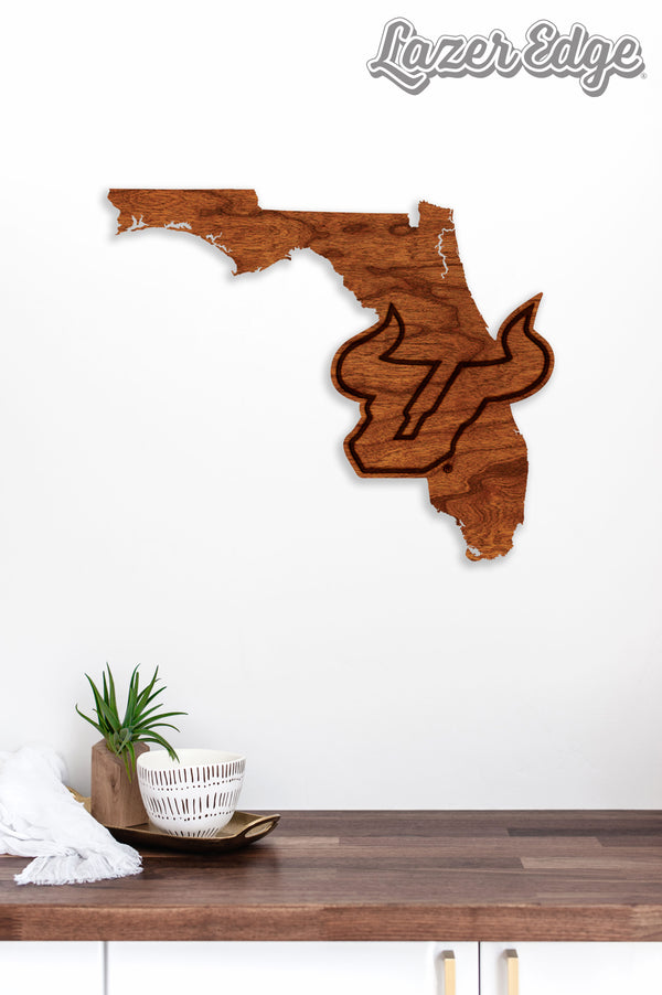 USF (South Florida) Wall Hanging Bull Head on State