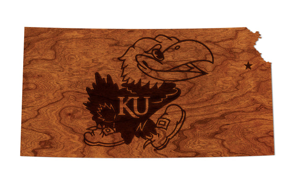 Kansas University Wall Hanging Jayhawk on State