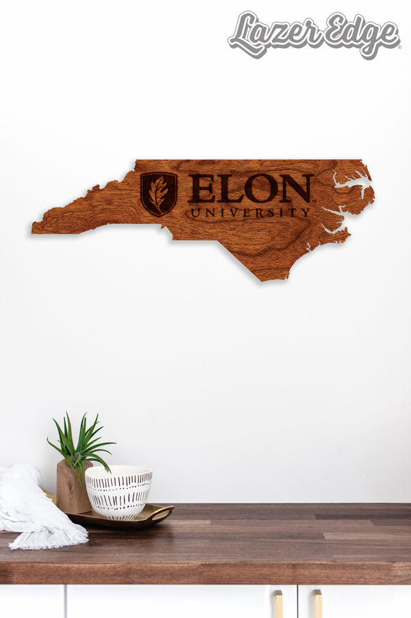 Elon University Wall Hanging Elon Flame on State