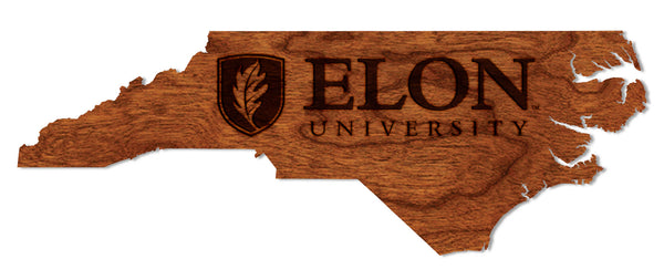 Elon University Wall Hanging Elon Flame on State