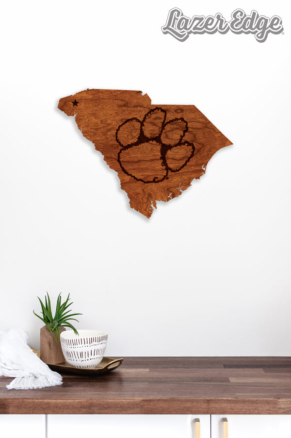 Clemson Wall Hanging Tiger Paw on State