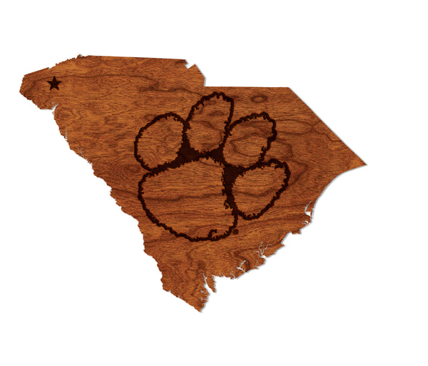 Clemson Wall Hanging Tiger Paw on State