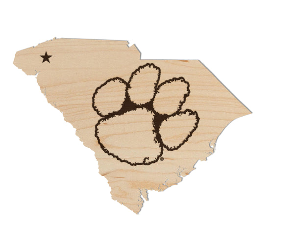 Clemson Wall Hanging Tiger Paw on State