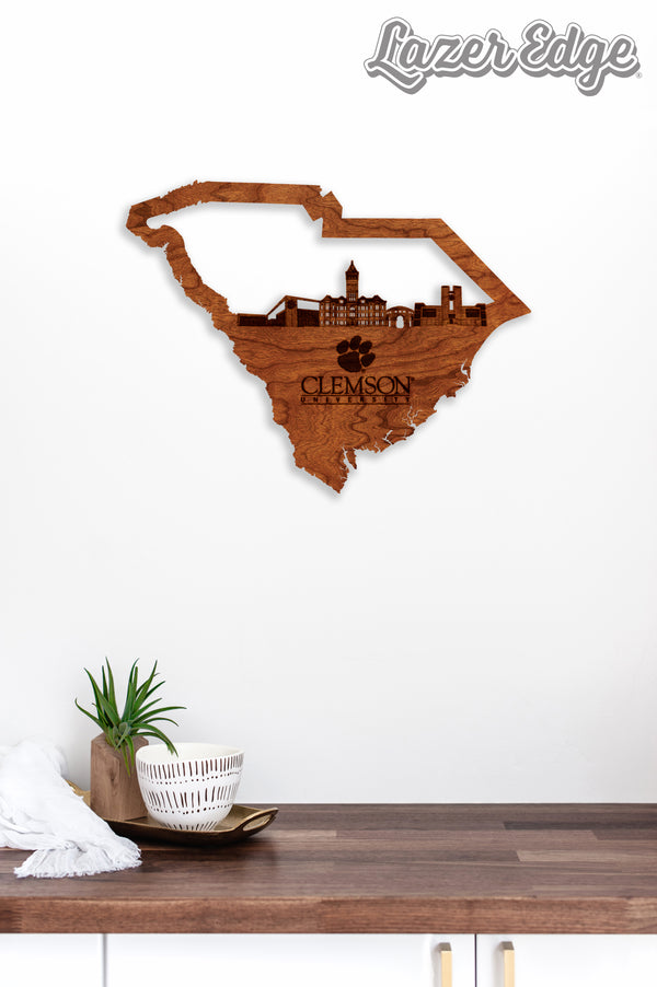 Clemson Wall Hanging Clemson Skyline on Outline Standard