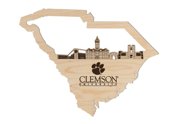 Clemson Wall Hanging Clemson Skyline on Outline Standard