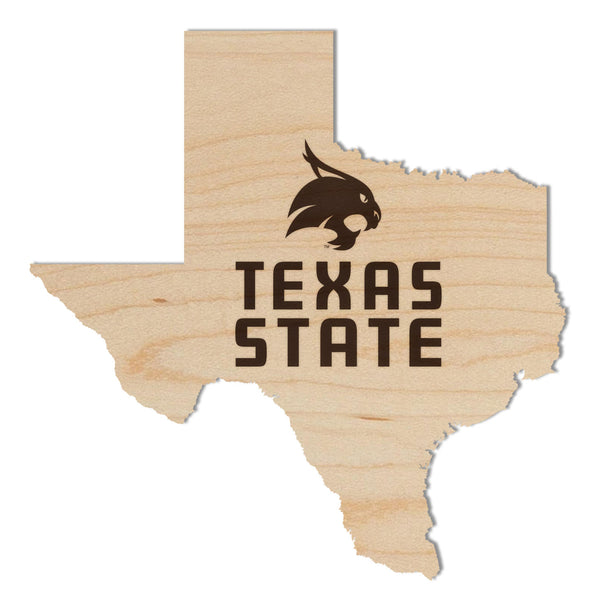 Texas State Wall Hanging State Bobcat on State Outline