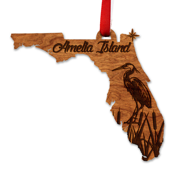 State Map Ornament Heron on FL