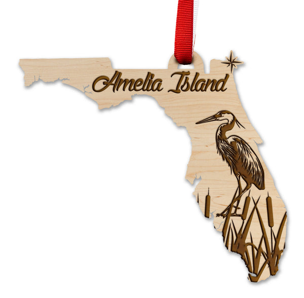 State Map Ornament Heron on FL