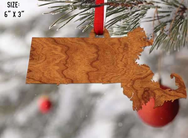 State Silhouette Ornament Massachusetts