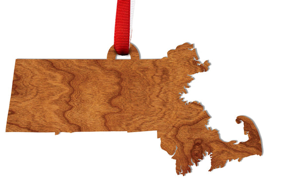 State Silhouette Ornament Massachusetts