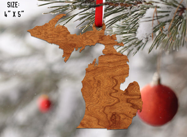 State Silhouette Ornament Michigan