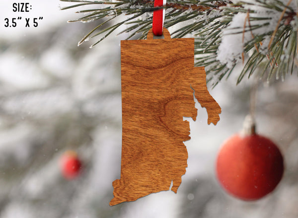 State Silhouette Ornament Rhode Island